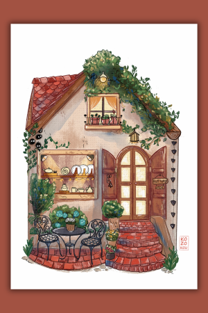 Une illustration de kozokou d'une boutique de poterie artisanale japonaise