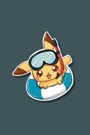 Pikachu plage- Sticker
