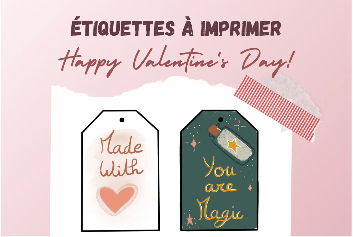 Les étiquettes illustrées de la St valentin